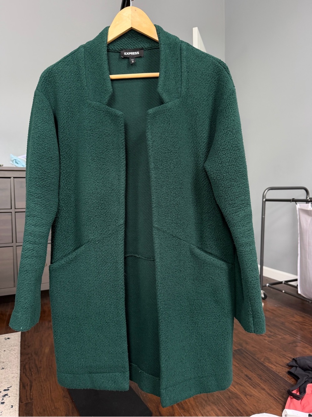 Green Open-Front Cardigan Coat
